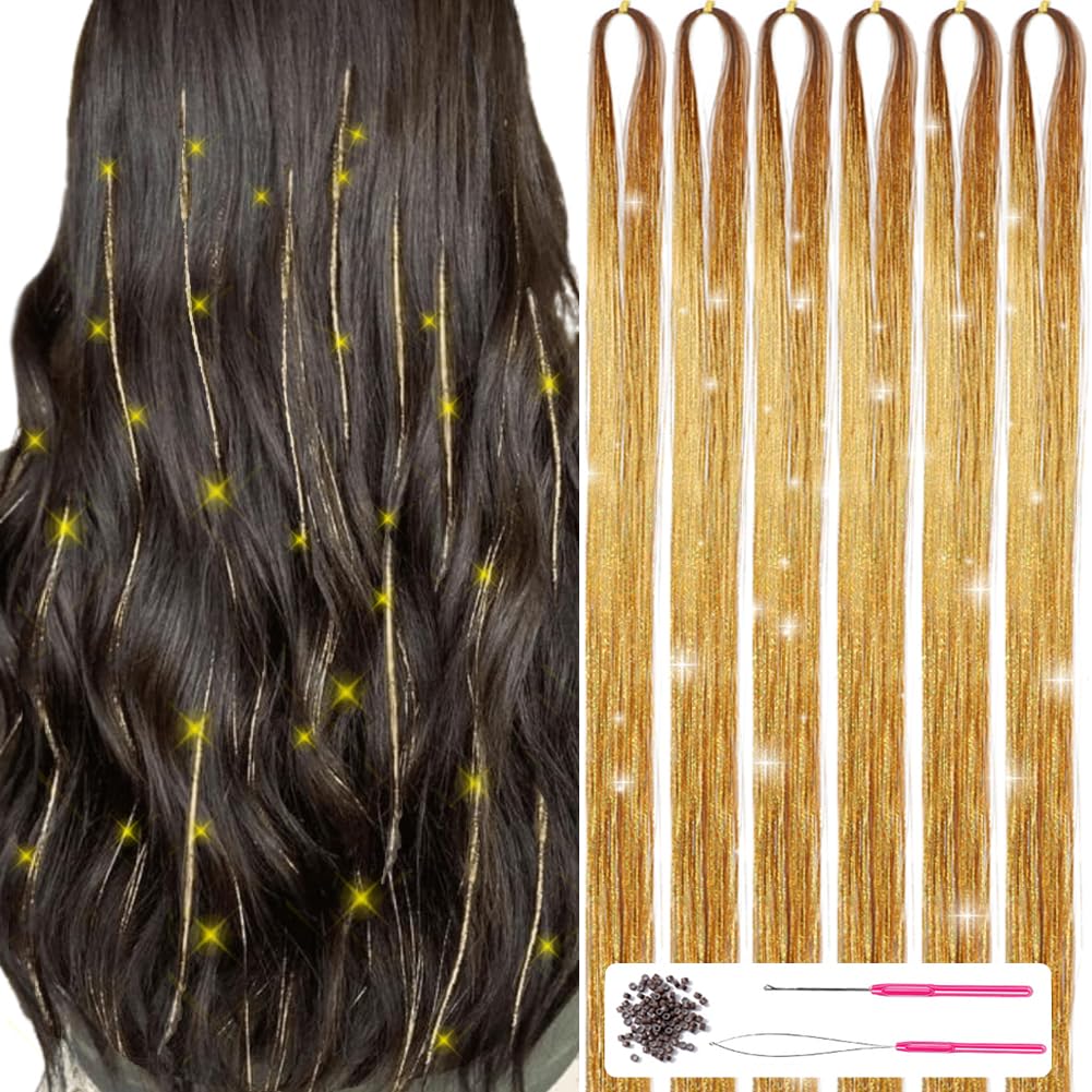 Sparkling Hair Tinsel Kit – Strands of Glitter!-Gold-The Livary