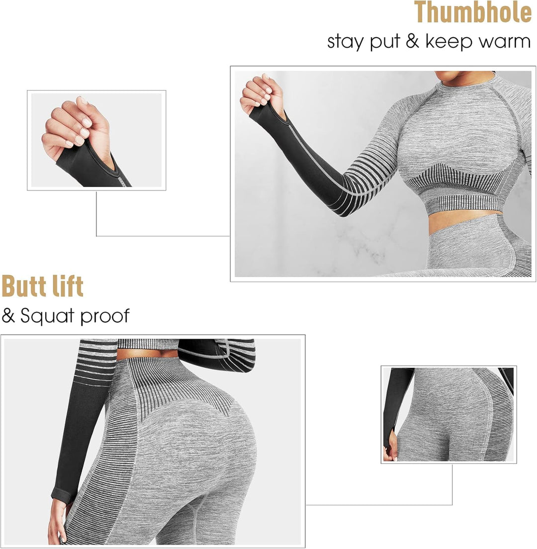 Comfortable Yoga Set - SparkFit-Long Sleeve Black-S-The Livary