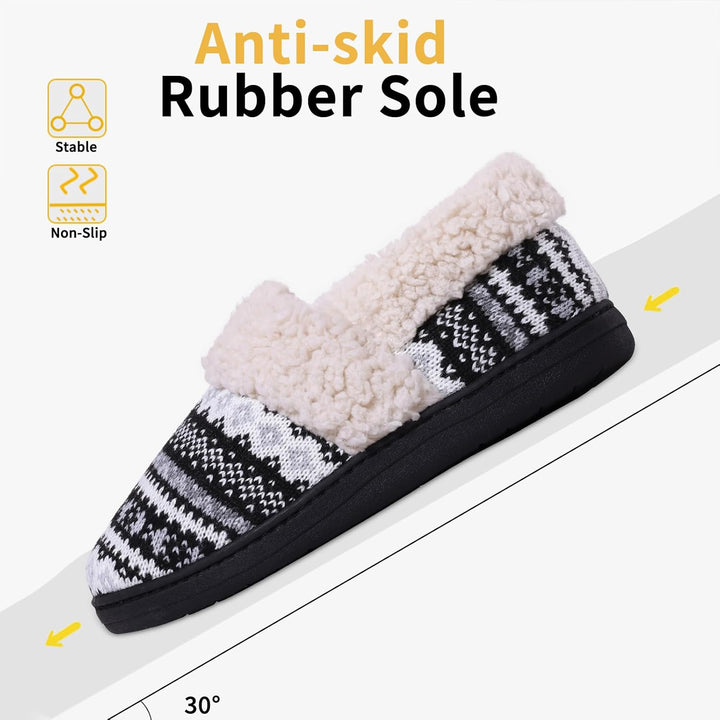 Winter Knitted Slippers - CozyCloud-Black-4-The Livary
