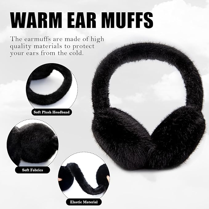 Fluffy Foldable Faux Fur Winter Ear Warmers - FauxSnugs-White-The Livary