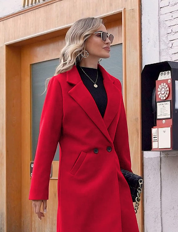 Ladies' Winter Wool Coat with Notch Lapels - Sofia-Beige-XS-The Livary