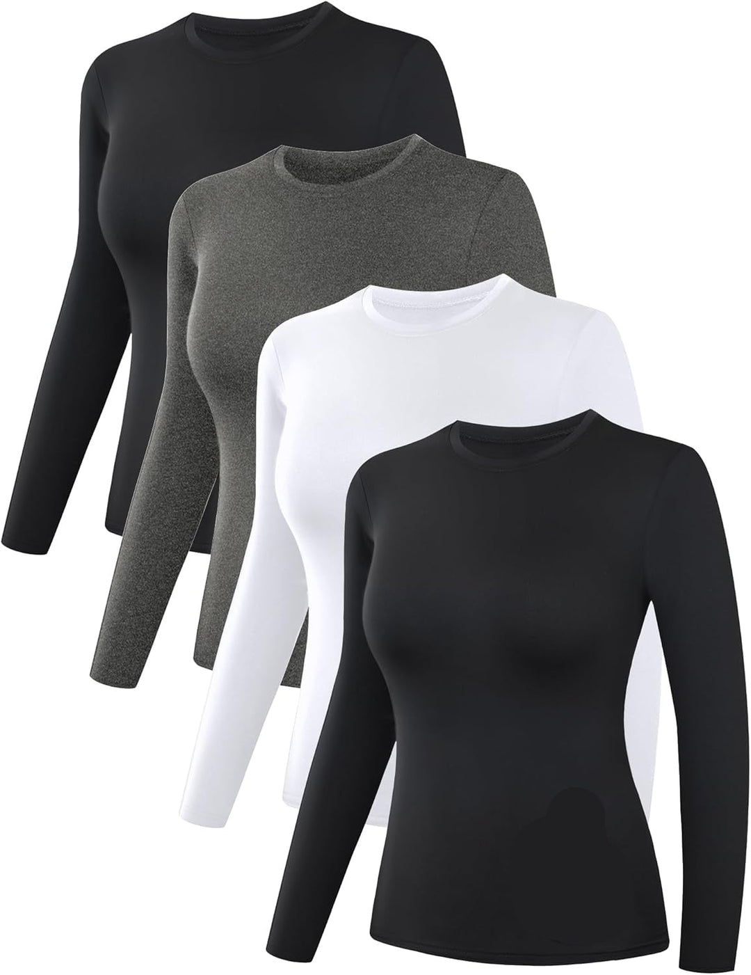 Thermal Shirts for Women - Luna (4-pack)-2 Black 1 Grey 1 White-XS-The Livary