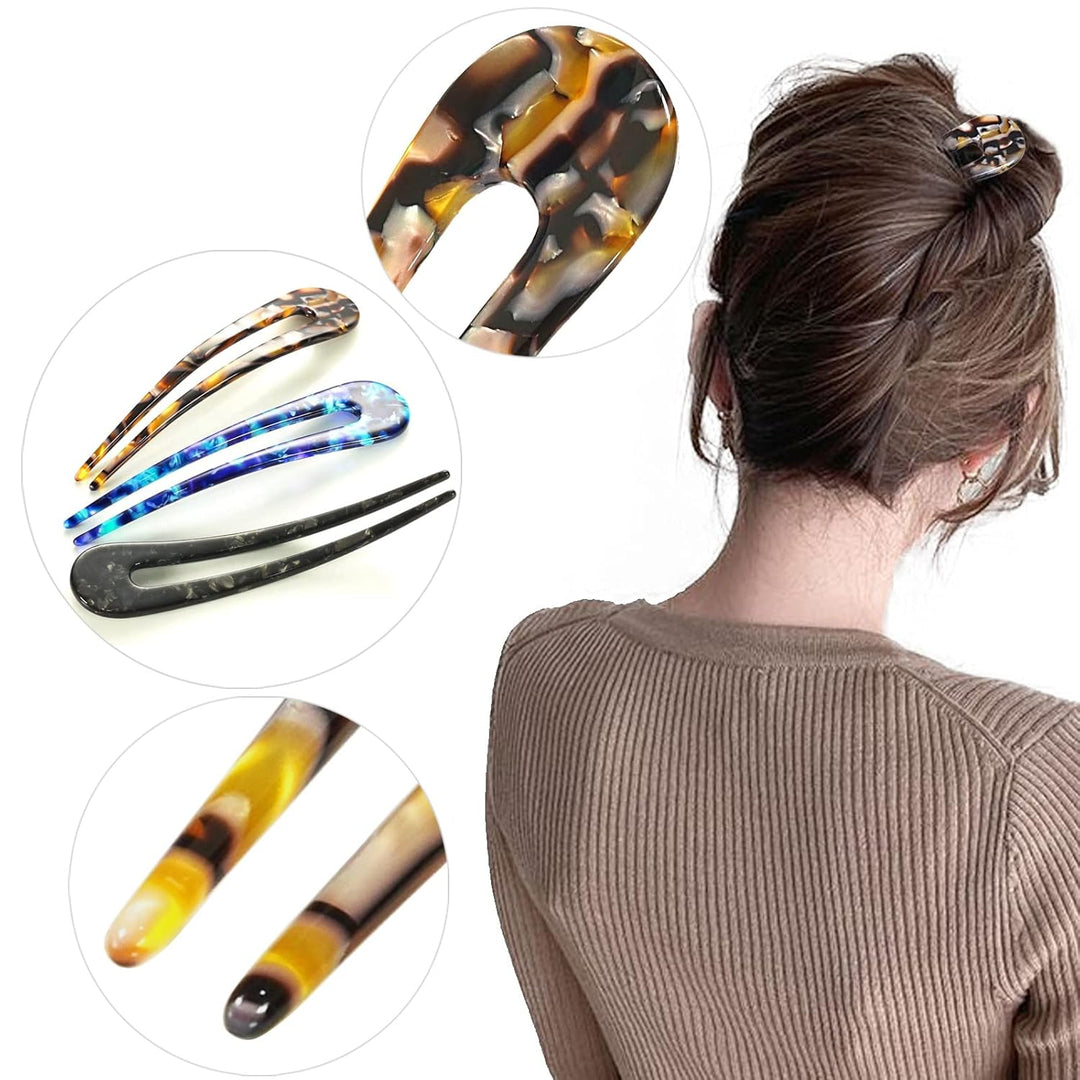 French Turtle Hair Forks - U-shaped Hair Pins-Set 1-The Livary