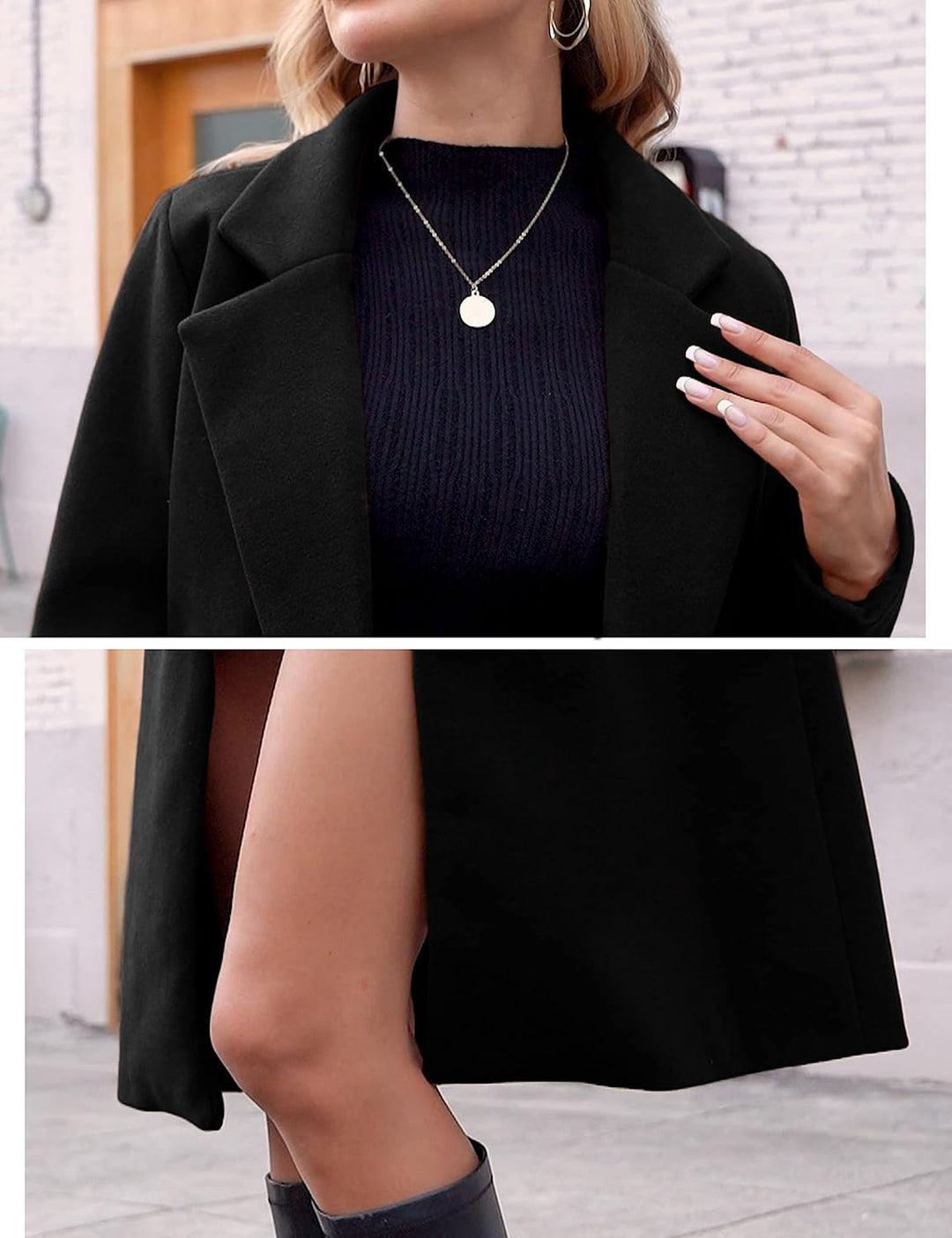 Ladies' Winter Wool Coat with Notch Lapels - Sofia-Beige-XS-The Livary