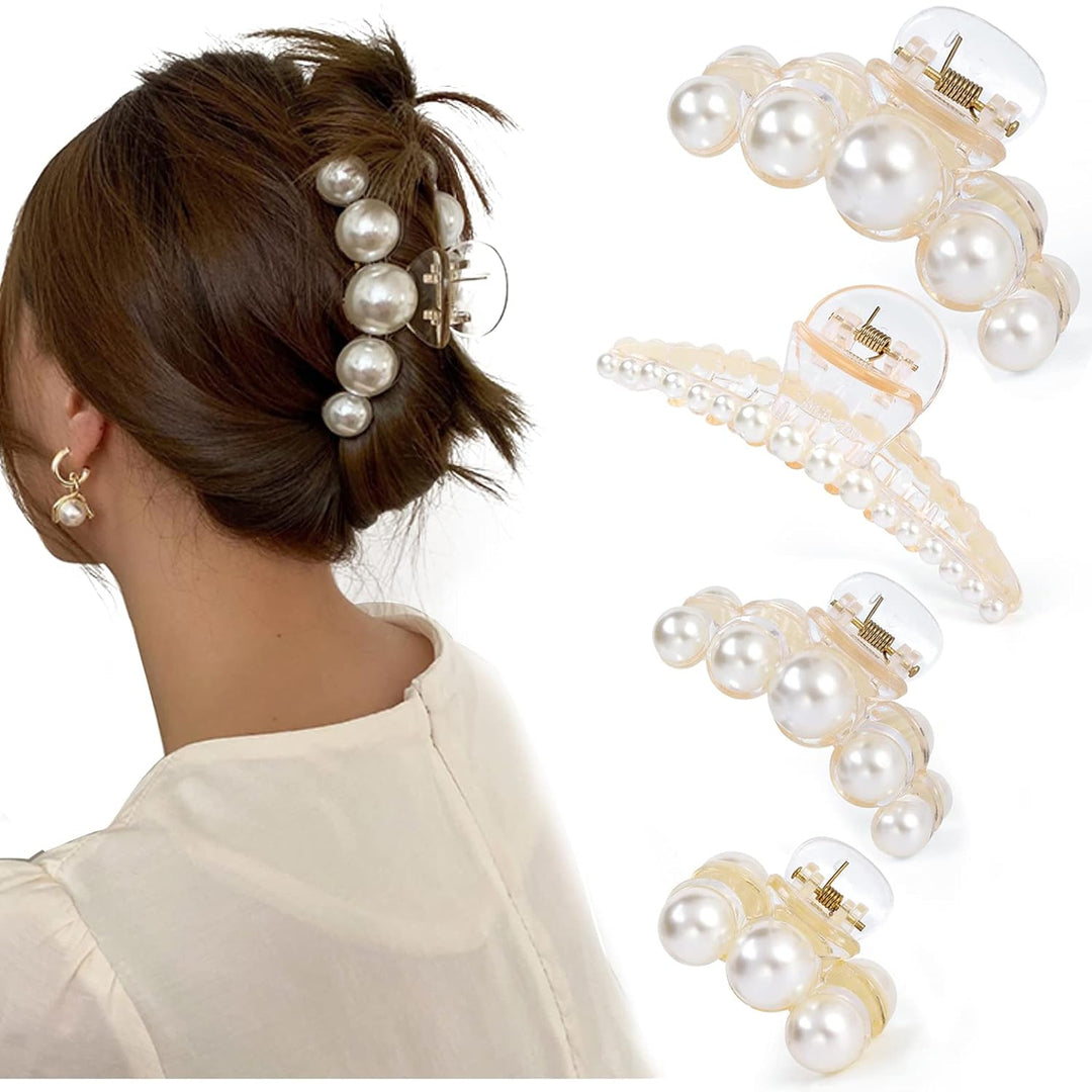 Stylish Pearl Hair Clips - 4-Pack-Set 1-The Livary