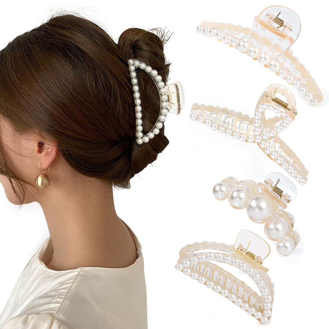 Stylish Pearl Hair Clips - 4-Pack-Set 4-The Livary