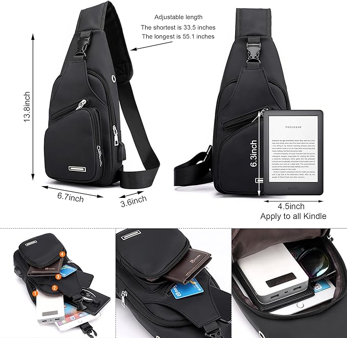 Multifunctional Waterproof Sling Bag - WaveSling-Black-The Livary
