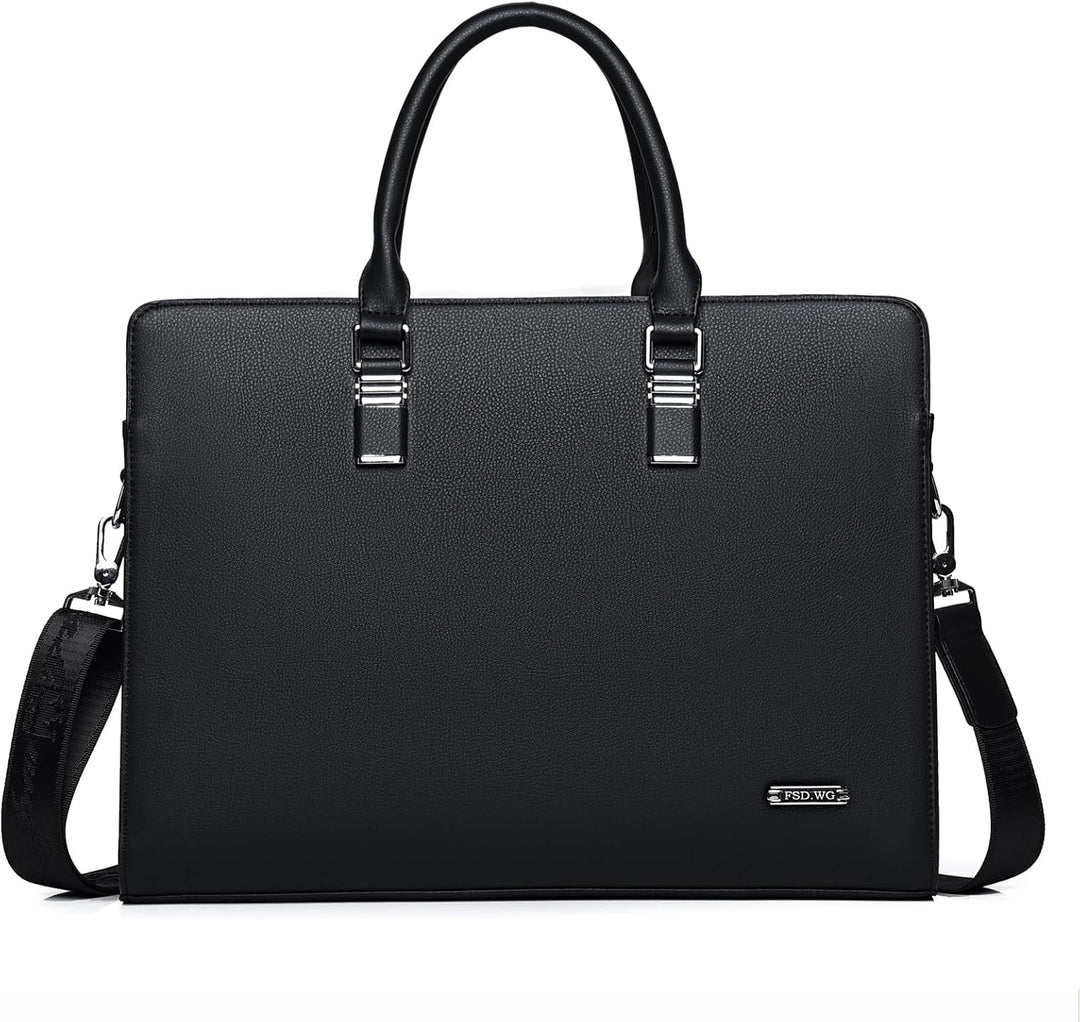 Genuine Leather Multi-Compartment Business Briefcase for Professionals