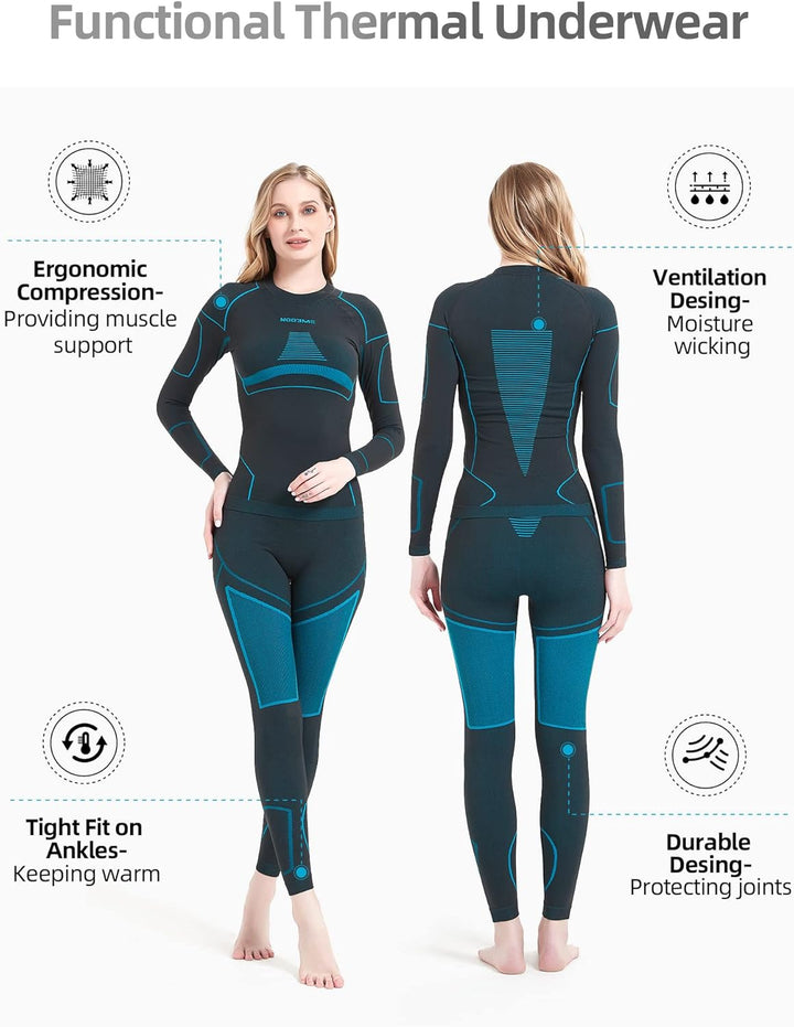 Thermal Underwear for Women - Laura-Black/Blue-XS-The Livary