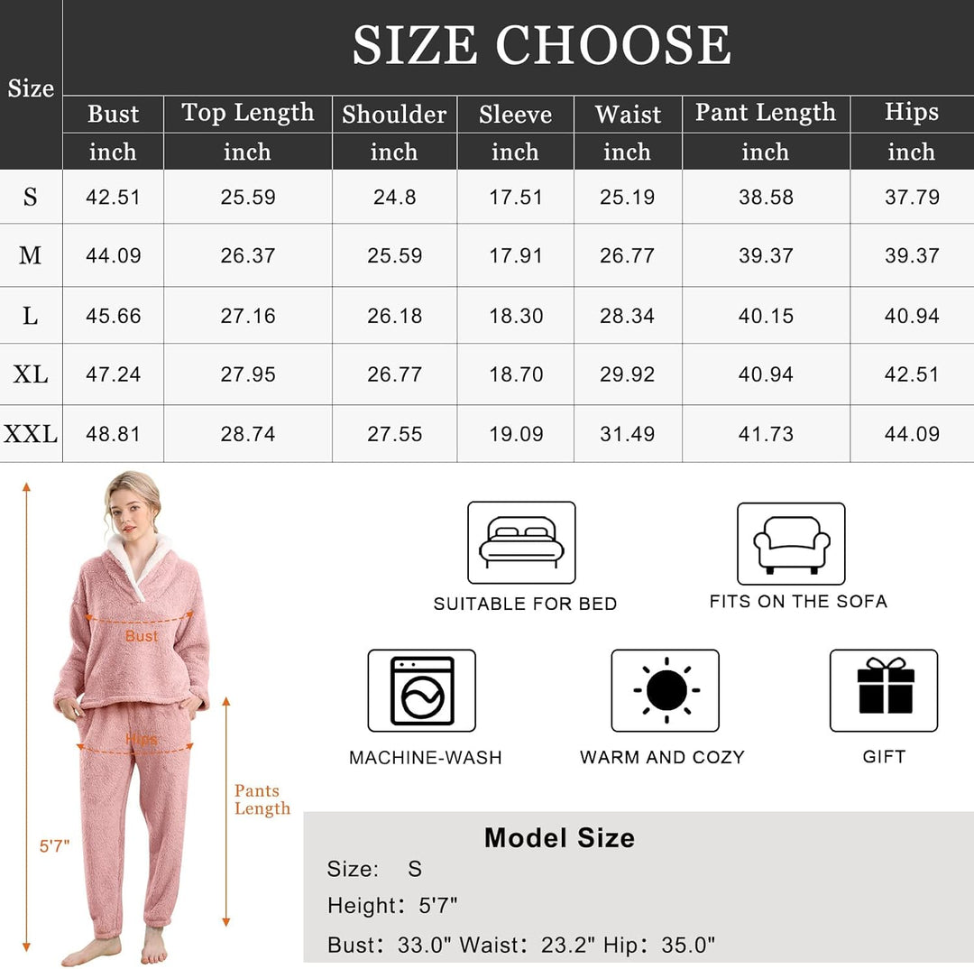 Fluffy Pyjama Set for Women - CozyPlush-Dark blue-S-The Livary