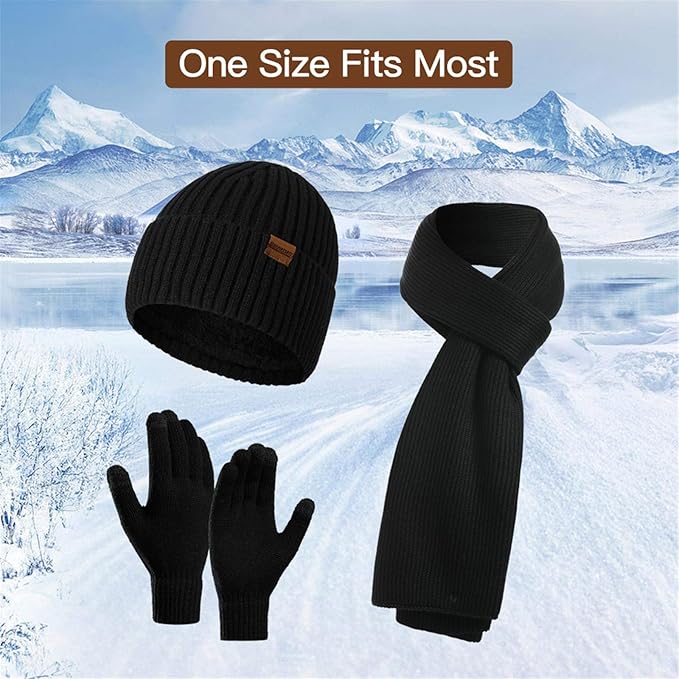 Men's Winter Beanie & Gloves Set - Victor-Dark blue-The Livary