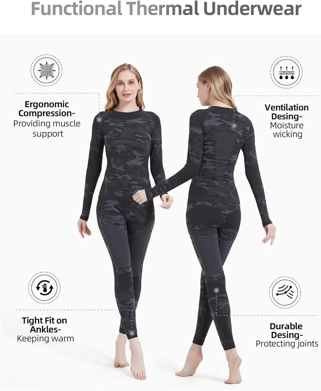 Thermal Underwear for Women - Laura-Black/Blue-XS-The Livary