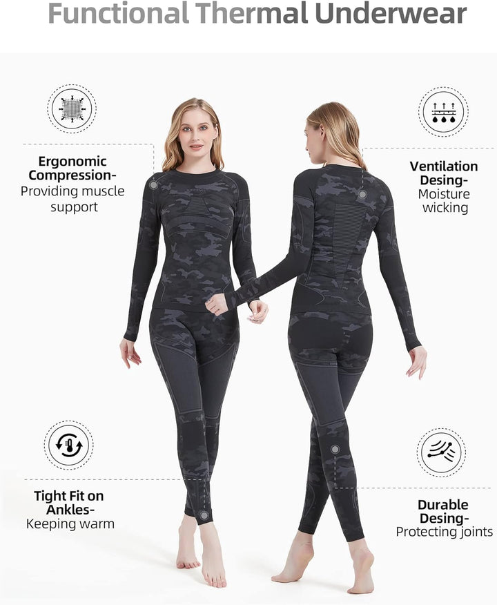 Thermal Underwear for Women - Laura-Black/Blue-XS-The Livary