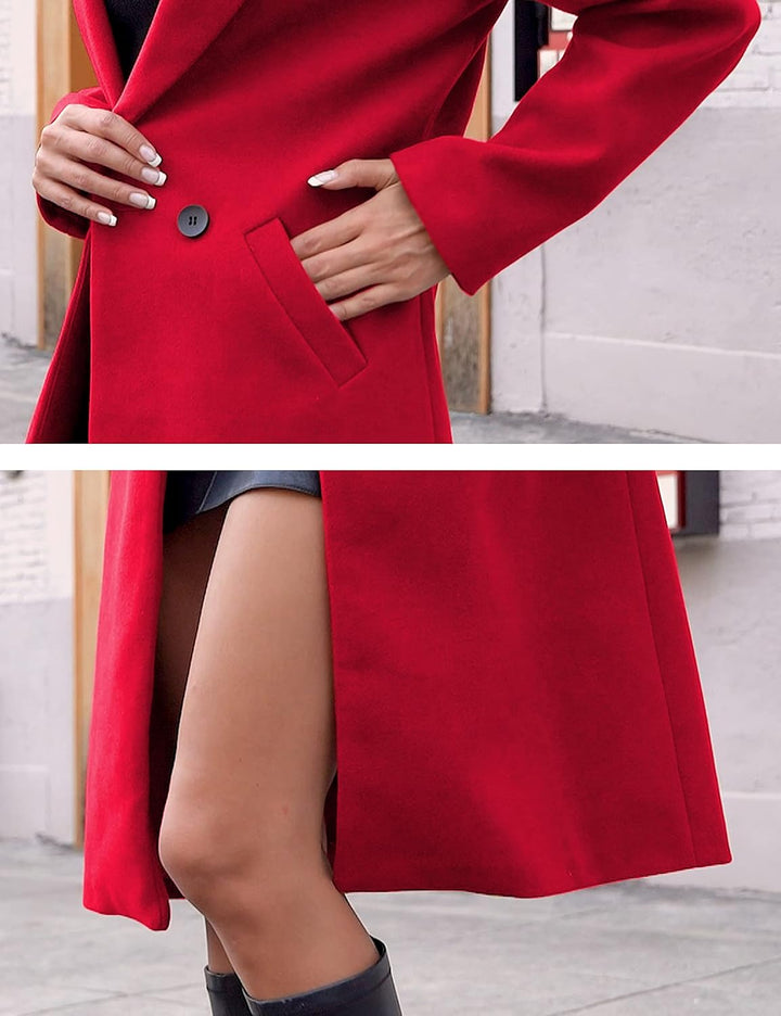 Ladies' Winter Wool Coat with Notch Lapels - Sofia-Beige-XS-The Livary