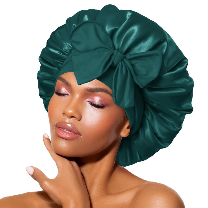 Satin Bonnet – Sleep Cap for Women-Green-The Livary