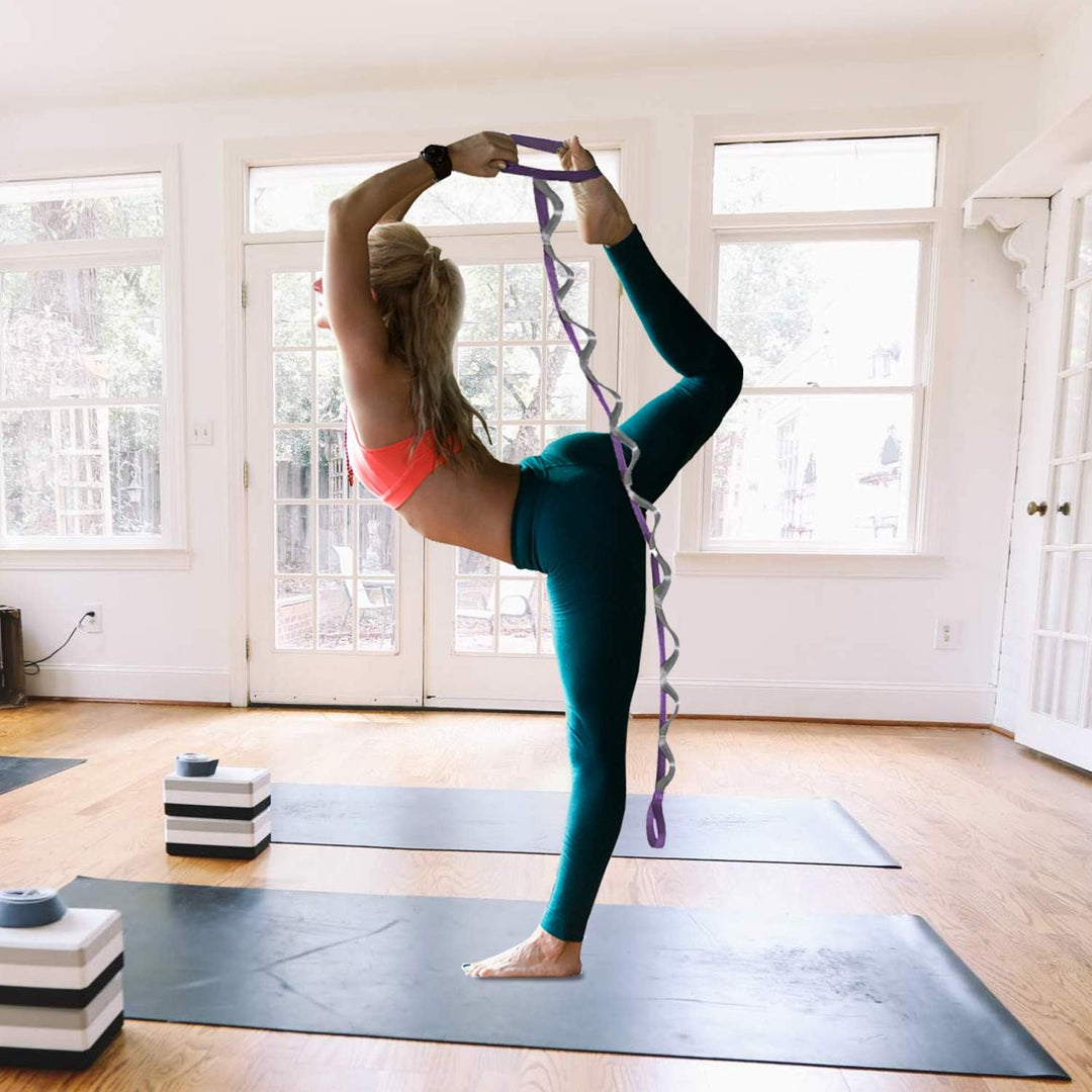 Yoga Stretch Band with 12 Loops-Black-The Livary