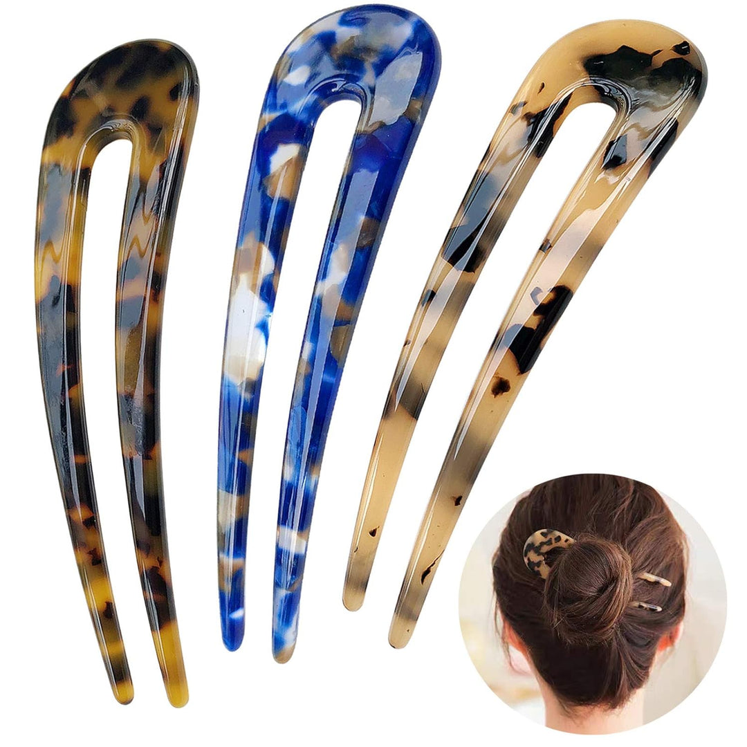French Turtle Hair Forks - U-shaped Hair Pins-Set 1-The Livary