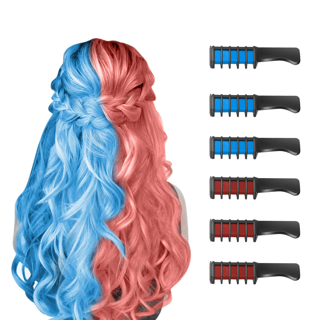 Washable Hair Chalk Comb – Fun Temporary Hair Colour-Blue-Red-The Livary