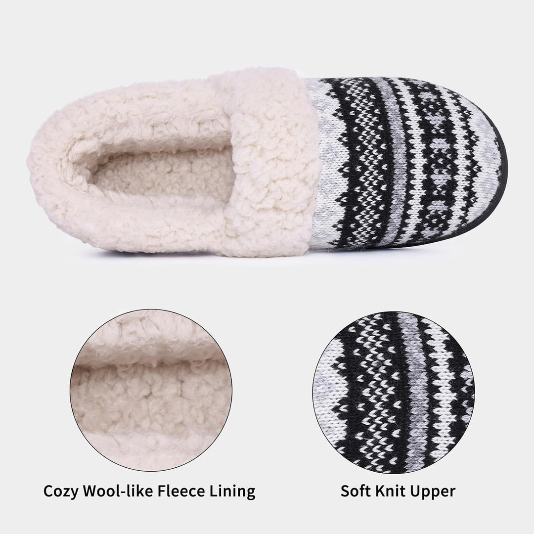 Winter Knitted Slippers - CozyCloud-Black-4-The Livary