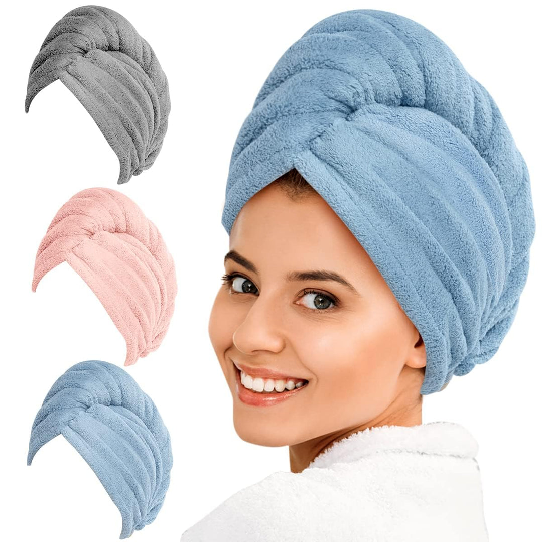 Microfiber Hair Towel Wrap – 3 Pack-Set 1-The Livary