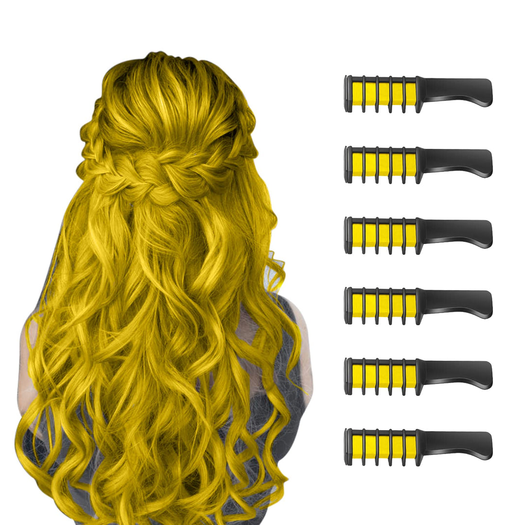 Washable Hair Chalk Comb – Fun Temporary Hair Colour-Yellow-The Livary