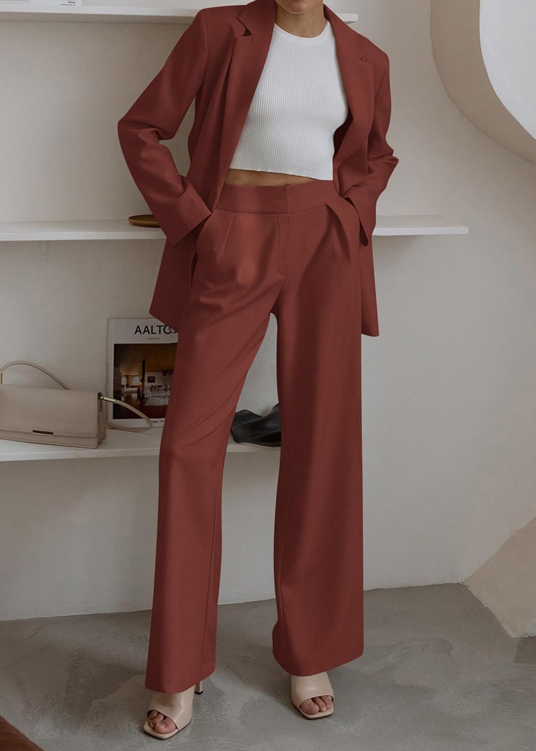 Stylish Blazer and Trouser Set - Mia-Olive green-S-The Livary