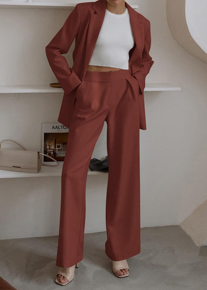 Stylish Blazer and Trouser Set - Mia-Olive green-S-The Livary