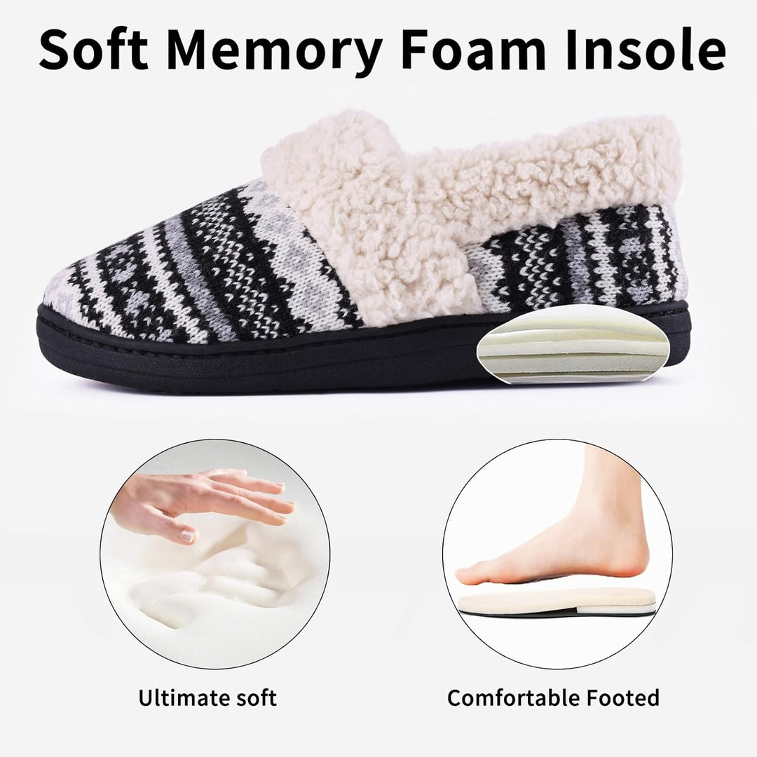 Winter Knitted Slippers - CozyCloud-Black-4-The Livary