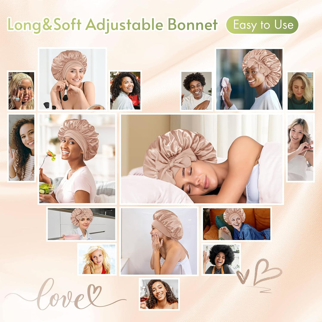Satin Bonnet – Sleep Cap for Women-Champagne-The Livary