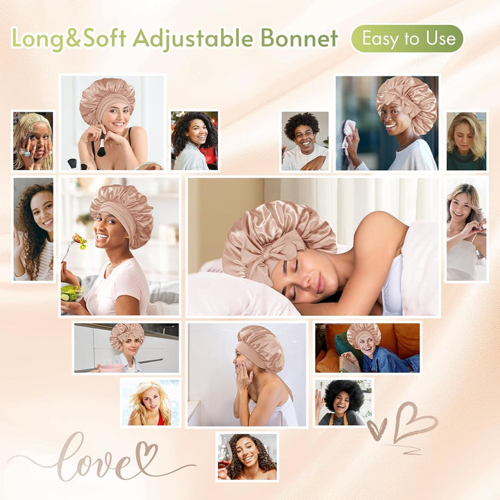 Satin Bonnet – Sleep Cap for Women-Champagne-The Livary