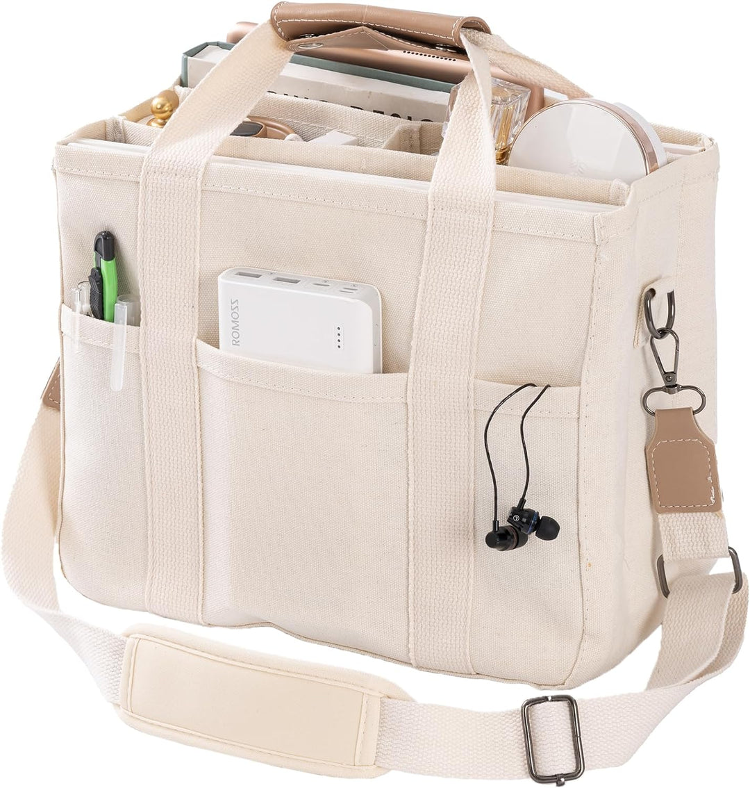 Canvas Tote Bag - UrbanGrace-Beige-The Livary