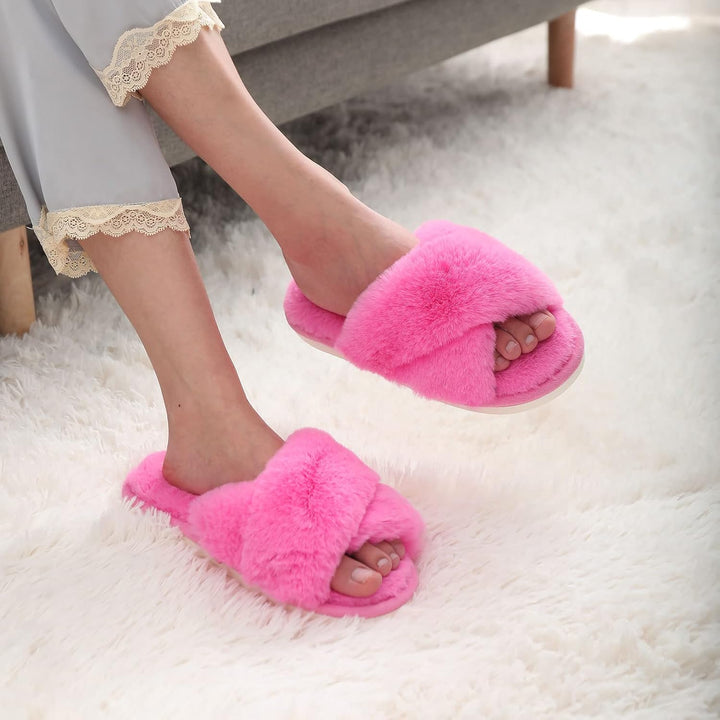 Fuzzy Slippers with Memory Foam - CloudStep-Black-4-The Livary