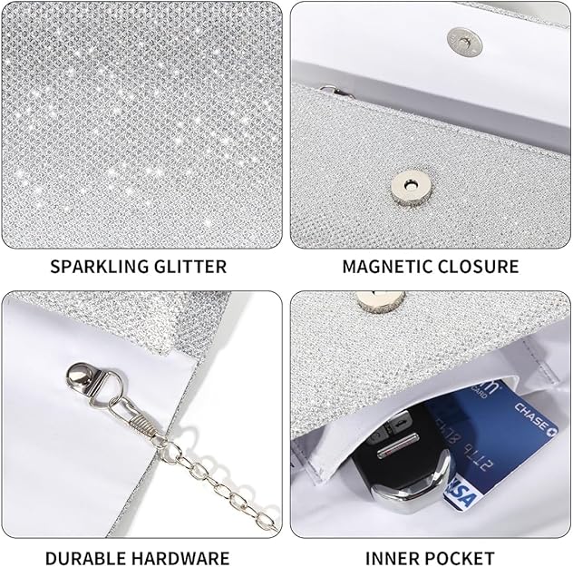 Sparkle Clutch – Ramona-Silver-The Livary