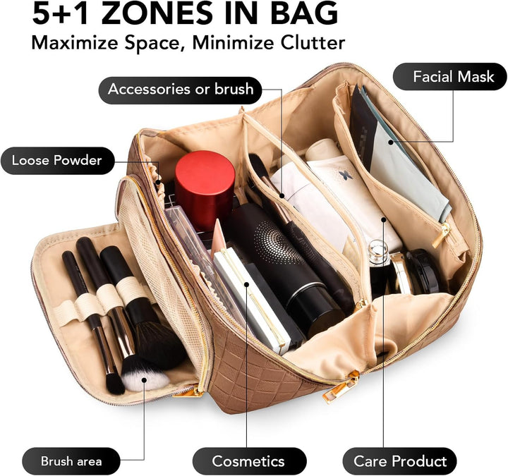 Make-up Bag – Large Capacity & Waterproof-Brown-The Livary