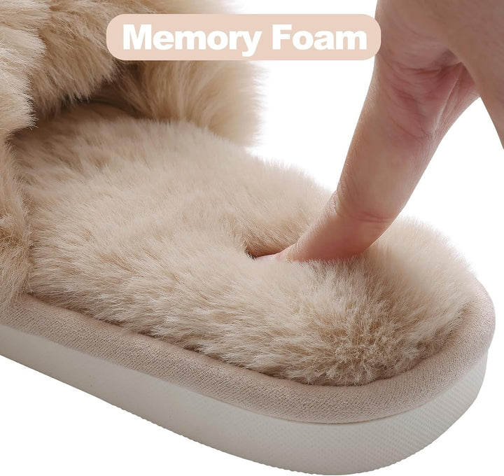 Fuzzy Slippers with Memory Foam - CloudStep-Black-4-The Livary