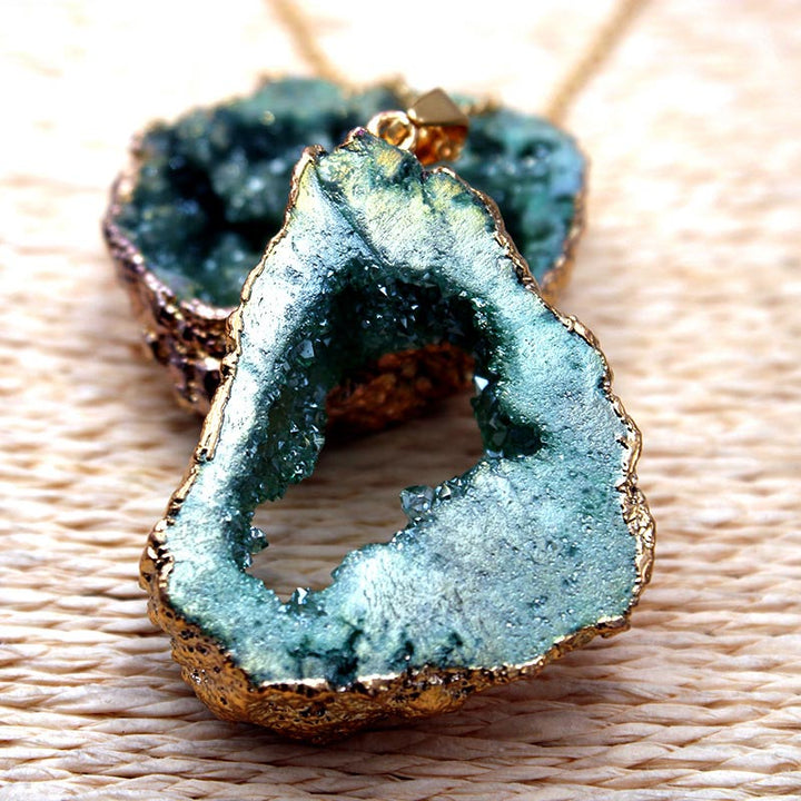 Natural Crystal Geode Pendant - Gaia-Amethyst-The Livary