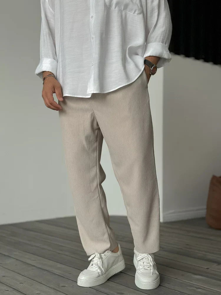 Luxury Men's Trousers in Soft Fabric – Alessio-Beige-S-The Livary