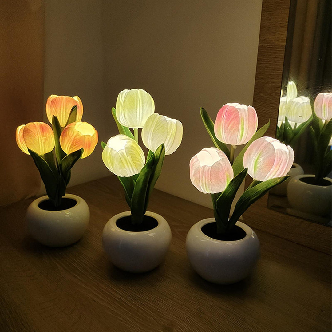 Tulip Night Lamp - LumiTulip-3 Orange-Batteries-The Livary