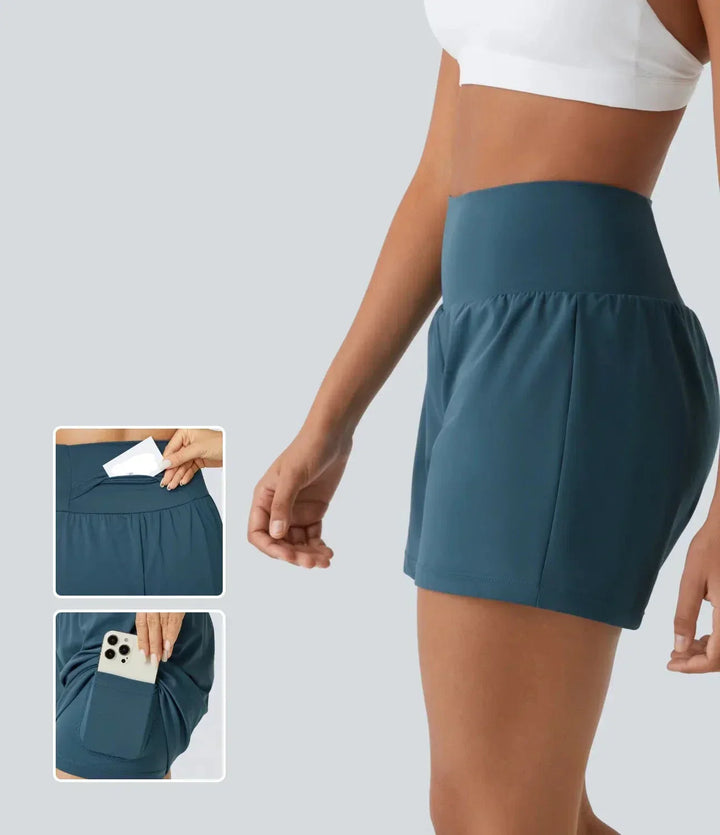 Breathable & Quick-drying High-Waist Fitness Shorts for Women – Mirabella-Turquoise blue-S-The Livary