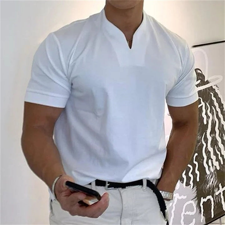 Breathable men's fitness shirt with V-neck – buy 1, get 1 free – Timo-White-M-The Livary