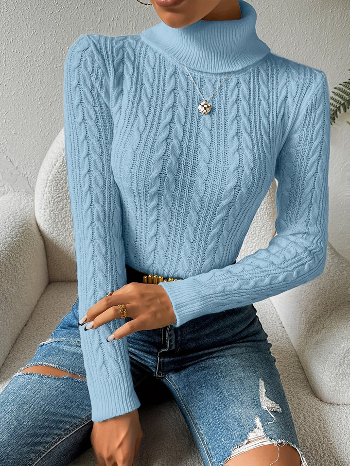 Plain Cable Knit Sweater for Women - Amara-Light blue-S-The Livary