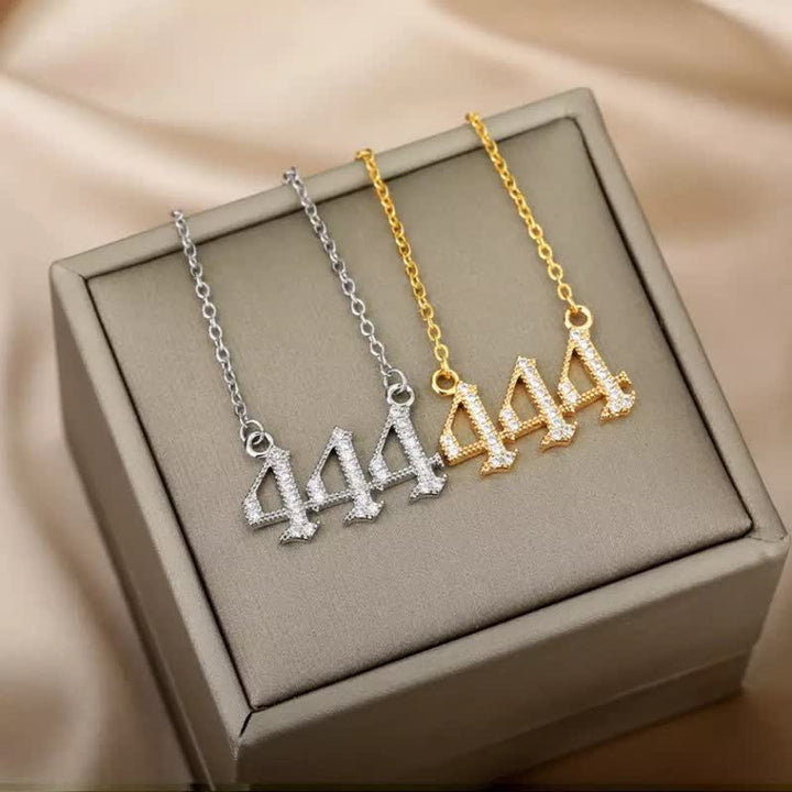 Zirconia Angel Numbers Necklace - Seraphina-Gold-777-The Livary