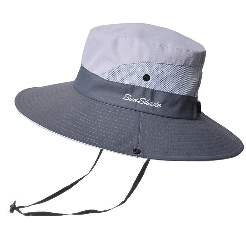 Stylish women's UV protection sun hat with a wide brim – Livia-Grey-The Livary