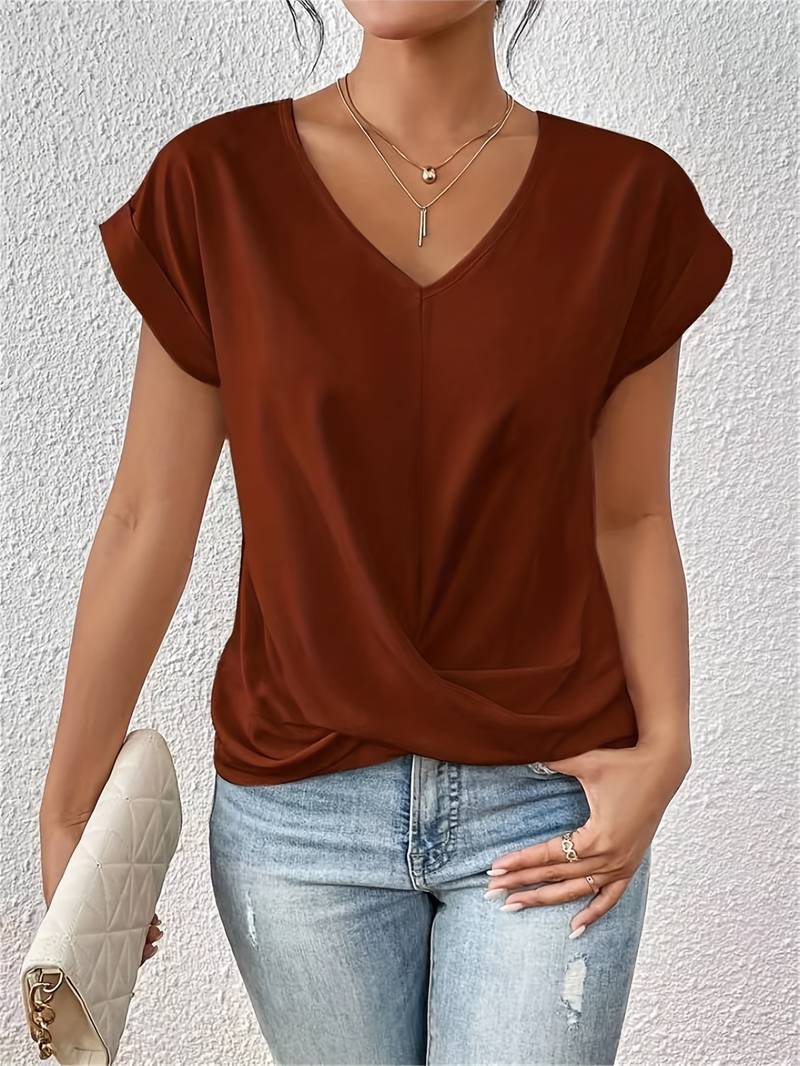 Short-Sleeved Women's T-Shirt – Romy-S-Red-The Livary