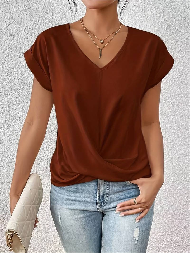 Short-Sleeved Women's T-Shirt – Romy-S-Red-The Livary