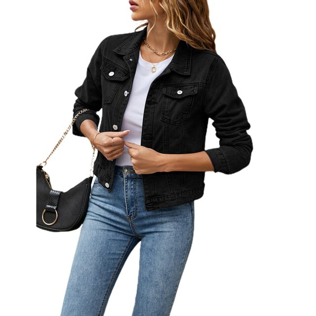 Trendy Women's Denim Jacket with Comfortable Fit – Malina-Black-S-The Livary