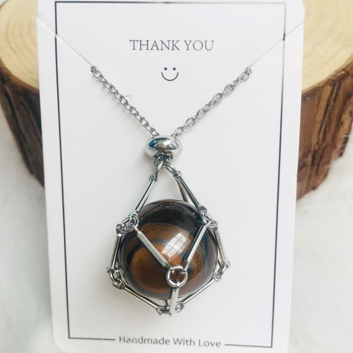 Small Natural Crystal Stone Bracelet Necklace - Iris-Tiger's eye-Silver-The Livary
