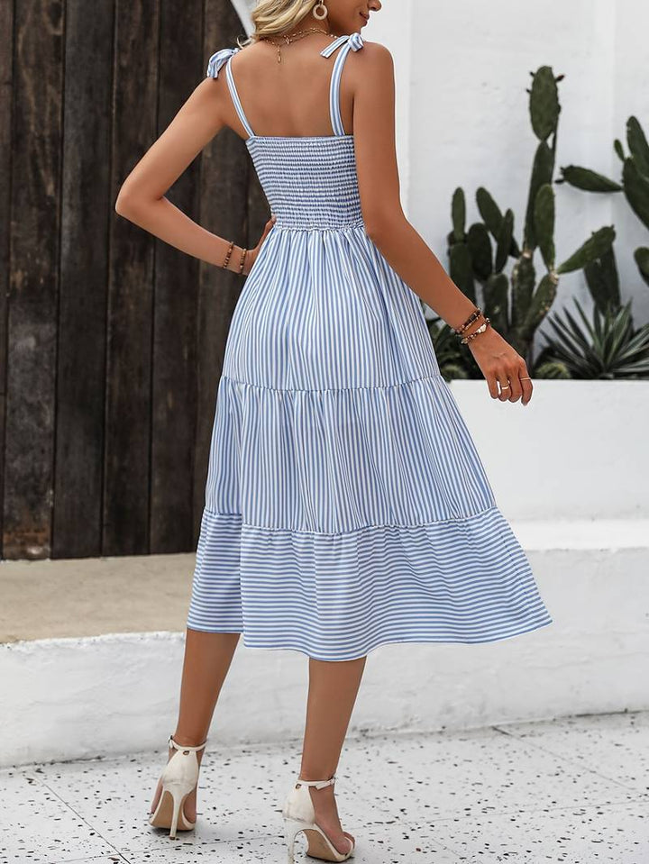 Light & Striped Summer Dress with Adjustable Straps – Amira-S-The Livary