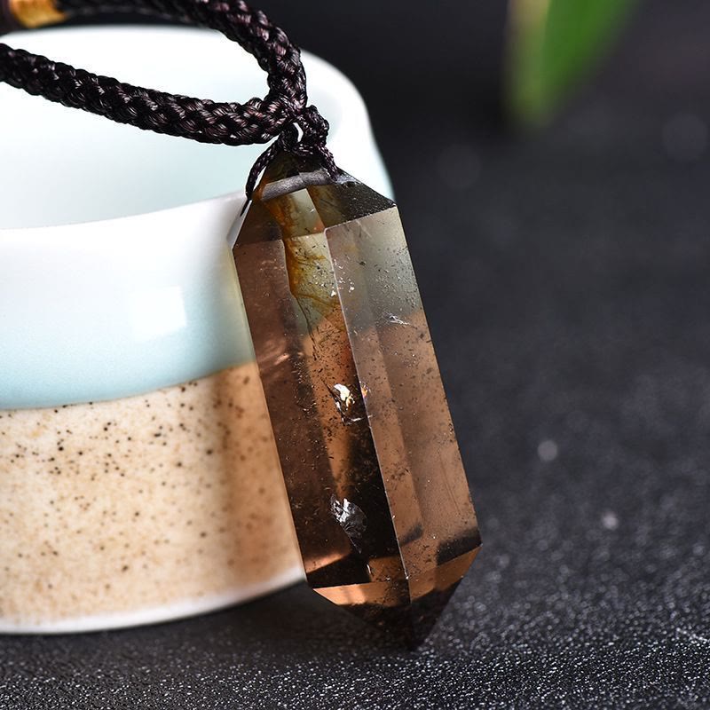 Natural Crystal Amethyst Healing Necklace - Lyra-Smoky quartz-The Livary