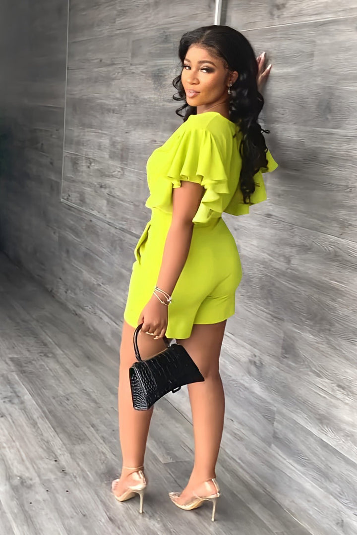Trendy summer two-piece set with pleated design – Marlene-Green-S-The Livary